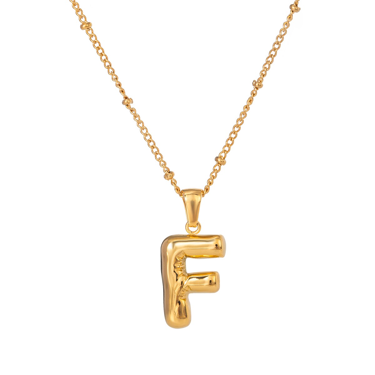 Gold color / 1 Piece Simple Casual Style Letter F Shape Stainless Steel 18K Gold Plated Women's Pendant Necklace Picture17